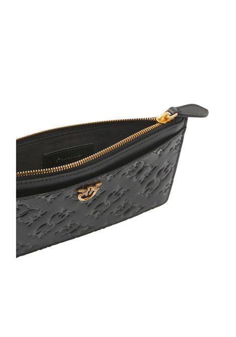 Portacarte Pinko donna Long Card Holder 103611 A1YB Nero pelle rettangolare mini logo trapuntato PINKO | Portacarte | 103611 A1YBZ99Q